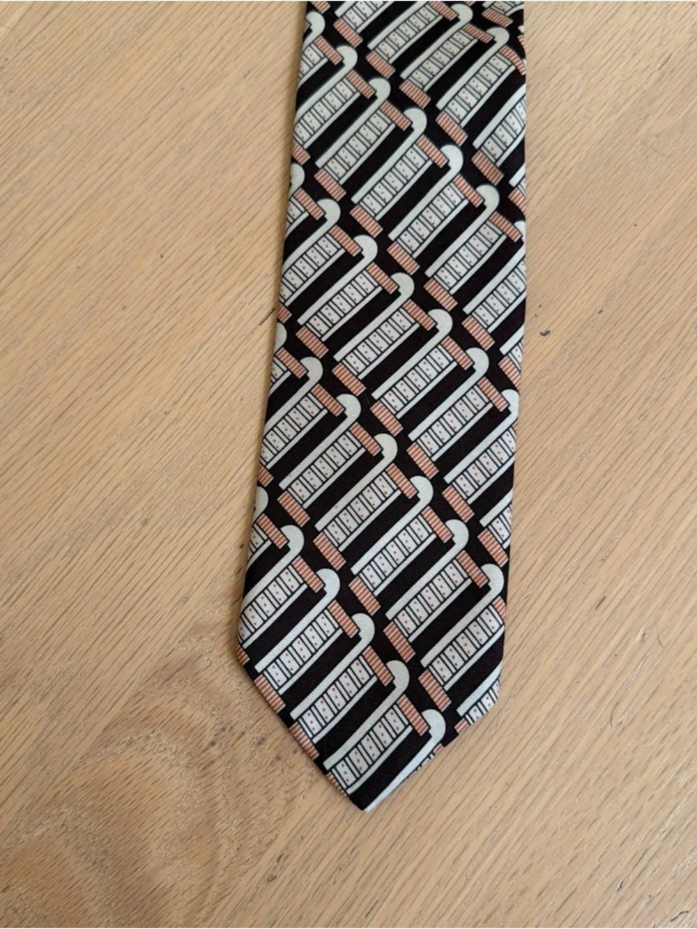 Vintage Pierre Cardin Silk Tie Brown Mid Century Print